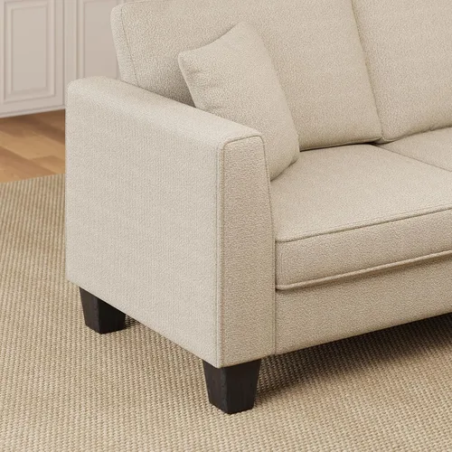 Vista 6 de ONBRILL Sofá en Forma de L, Sofá Seccional Pequeño de Esquina para Sala de Estar, Cómodo Sofá en Forma de L de Chenilla con 3 Cojines Decorativos