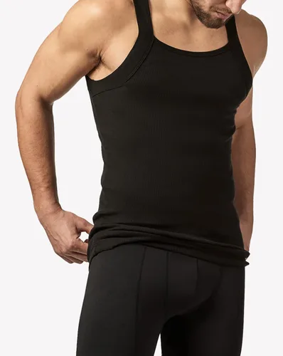 Vista 5 de papi Paquete de 3 camisetas sin mangas de algodón con cuello cuadrado para hombre, Negro, azul, rojo