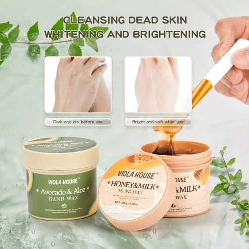 Vista 4 de VIOLA HOUSE Máscara de mano de aguacate y aloe Peel Off cera de manos, máscaras peladoras de manos – Película hidratante hidratante nutritiva