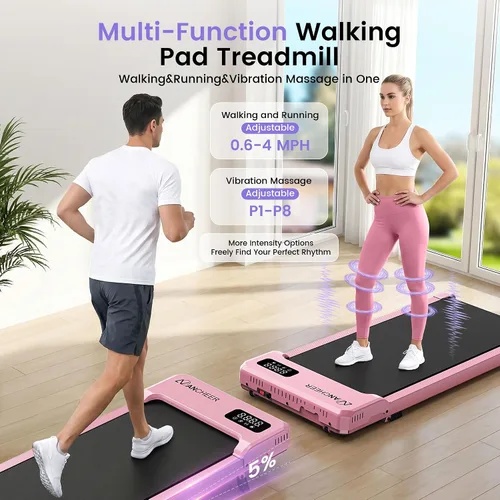 Vista 2 de ANCHEER Caminadora para caminar con inclinación – Cinta de correr para debajo del escritorio con placa de masaje por vibración, 2.5 HP compactas