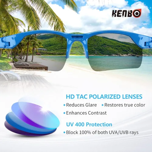 Vista 7 de KENBO Polarized Sports Sunglasses for Kids Wrap Around Sunglasses Baseball Cycling UV Protection for Boys Girls Age 3-10