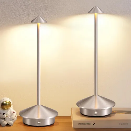 Vista 12 de Juego de 2 lámparas de mesa modernas inalámbricas, lámparas de escritorio LED portátiles, iluminación con batería recargable de 5000mAh