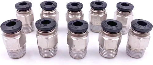 Vista 2 de 1/8 "PT rosca macho 0.157 in recto empuje neumático en conectores de montaje rápido para tubo PETF 10 unids