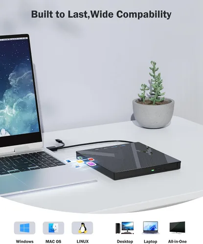 Vista 4 de Unidad externa de CD/DVD para ordenador portátil, 7 en 1 unidad