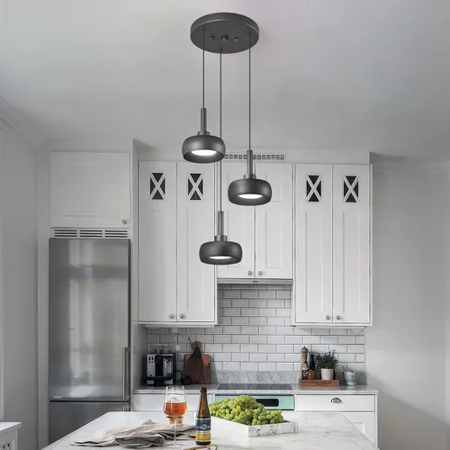Vista 3 de Modernas lámparas colgantes negras para isla de cocina, mini cúpula, lámpara colgante para dormitorio, sala de estar, comedor, bar (3 luces)
