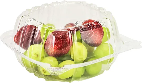 Vista 3 de Recipientes de plástico con bisagras para postres - Recipientes de plástico desechables para ensaladas, pasta, sándwiches, 5 x 5 x 3 (25)