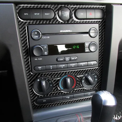Vista 6 de Adhesivo de cubierta para panel de control del aire acondicionado del automóvil para Ford Mustang GT Shelby 2005 2006 2007 2008 2009 Accesorios