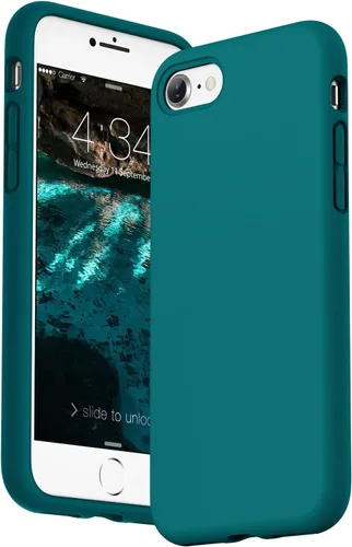 Vista 8 de Surphy - Carcasa de silicona compatible con iPhone SE 2020, iPhone 8, iPhone 7, funda de silicona líquida (con forro de microfibra) para iPhone 7