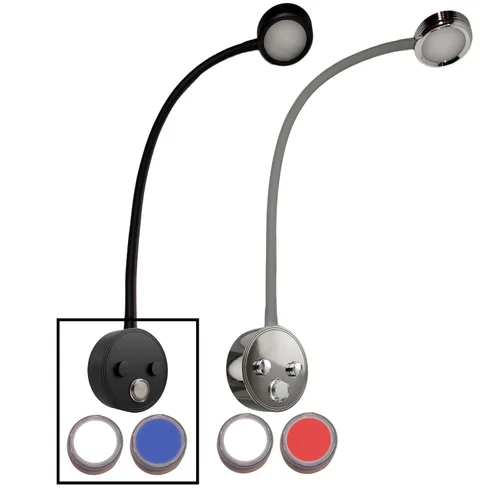 Vista 7 de Wave One Marine Luz de lectura LED de cuello de cisne de doble color Flexible regulable velero cabina mapa pared barco yate RV iluminación Cromo
