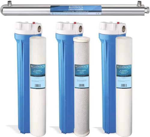 Vista 8 de Sistema de Purificador de Filtro de Agua UV de 55W con Luz Ultravioleta, Filtro de Sedimentos y Carbón para Agua de Pozo con Puertos de 3/4", 12 GPM