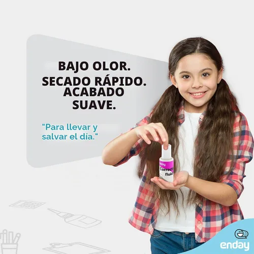 Vista 2 de Enday - Líquido corrector líquido de corrección, paquete de 4, líquido blanco, 0.7 onzas líquidas, corrector suave multiusos para la escuela