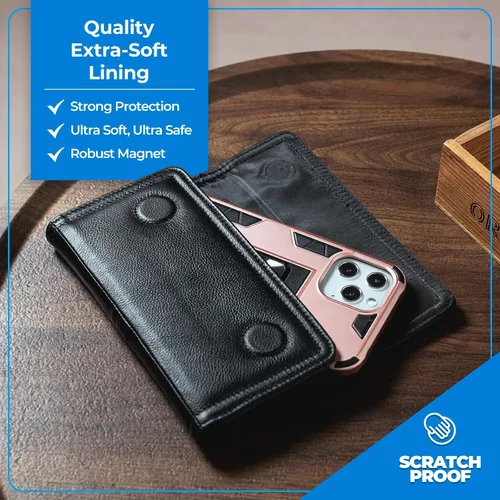 Vista 3 de Funda de cuero para cinturón de teléfono celular para iPhone 16 Pro Max 15 Pro Max 14 Plus Samsung Galaxy A56 A36 A15 A25 S25 Edge S24 Ultra S23+