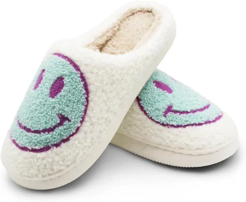 Vista 4 de Pantuflas de cara retro mullidas para mujeres y hombres, felpa suave, cálidas, estilo de pareja, informales, cómodas, para interiores y exteriores