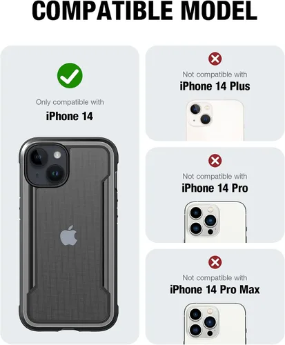 Vista 3 de RAPTIC Shield para iPhone 14, funda protectora transparente a prueba de golpes, grado militar, probada en caídas de 10 pies, marco de aluminio