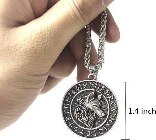 Vista 4 de Leprato Collar vikingo nórdico, amuleto de runa vikinga nórdica, dije de amuleto vikingo, regalo de joyería para hombres y mujeres