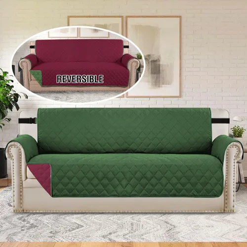 Vista 8 de H.VERSAILTEX Funda de sofá resistente al agua para sofá de 3 cojines, reversible, protector de muebles acolchado con correa elástica, funda de sofá