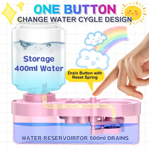 Vista 2 de Herramienta limpiadora de pinceles con 10 pinceles de pintura, enjuague de pincel de ciclo de agua con soporte y paleta, enjuague mis pinceles