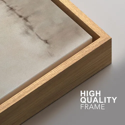 Vista 384 de SIGNFORD - Set de obras de arte en lienzo enmarcado para pared, ilustraciones abstractas de neblina del desierto en tonos neutros beige y marrón