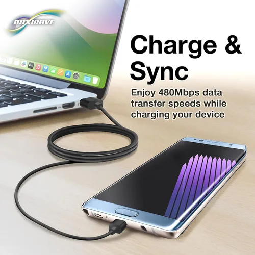 Vista 3 de BoxWave Cable compatible con impresora de bolsillo Polaroid Mint - Cable DirectSync, carga duradera y sincronización