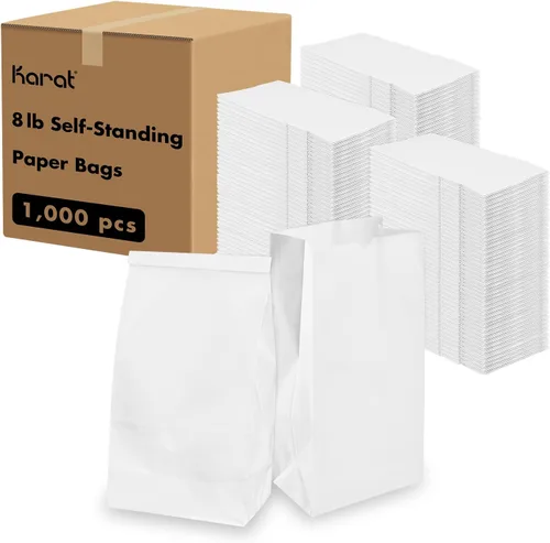 Vista 17 de Karat 1/8 Barrel Brown Kraft Paper Grocery Bags, 10.1x6.8x14.4 in, 500ct