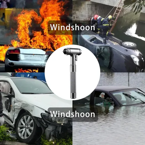 Vista 2 de Cortador de cinturón de seguridad para romper ventanas, herramienta de escape totalmente metálica ignífuga, herramienta de escape de cinturón