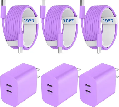 Vista 10 de Cargador rápido para teléfono 17/16/15 Pro Max, bloque de carga rápida USB C de 20 W con cable de carga USB C a C de 6 pies de largo para teléfono