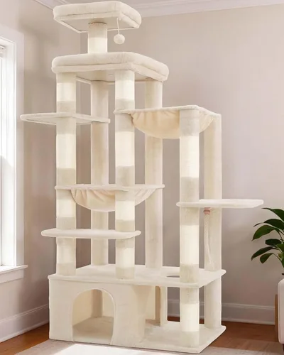 Vista 15 de Heybly Árbol para gatos resistente con base grande para gatos grandes de Beige