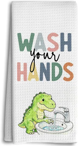 Vista 9 de Decoración de baño para niños, toallas y accesorios, decoración de cocina para niños pequeños, lávate las manos, toallas de cocina negras bohemias