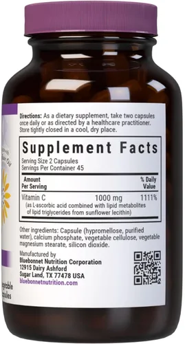 Vista 2 de BlueBonnet Nutrición Vitamina C liposomal 1000 mg, hecha con aceite de girasol, comodidad inmunológica y articular*, vegano, kosher, sin OMG, sin