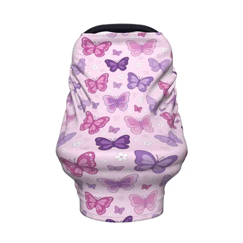 Vista 8 de Lindas fundas de asiento de coche con diseño de mariposa para bebé, multiusos para asiento de automóvil, cubierta de transporte transpirable