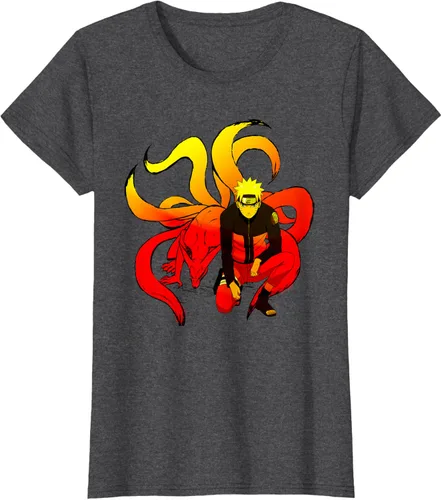Vista 4 de Naruto Shippuden Naruto and 9 Tails - Camiseta de manga corta Negro