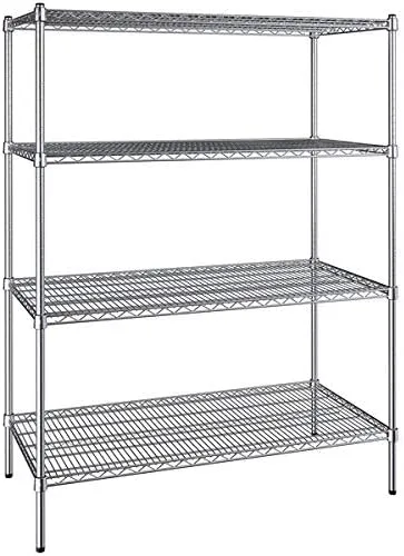 Vista 44 de Kit de 4 estantes de epoxi verde NSF de 21 x 72 pulgadas con postes de 86 pulgadas, estantería de almacenamiento resistente, kit de estantería