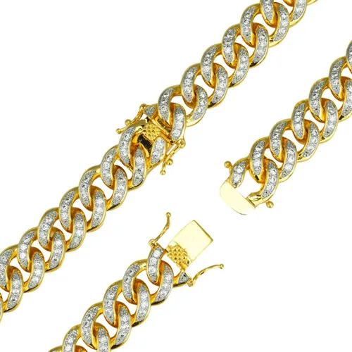 Vista 3 de NIVS BLING Cadena de eslabones cubanos Miami chapada en oro de 18 quilates para hombres y mujeres collar de circonita cúbica Metal Circonia cúbica