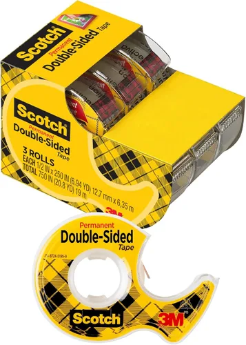 Vista 10 de 3M MMM136 Cinta de doble cara con dispensador, permanente, 1/2" x 250", transparente, Transparente