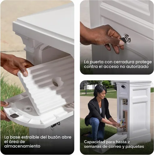 Vista 4 de Step2 Atherton Reserve - Buzón y poste de almacenamiento, almacenamiento adicional, resistente a la intemperie, buzones grandes para exteriores