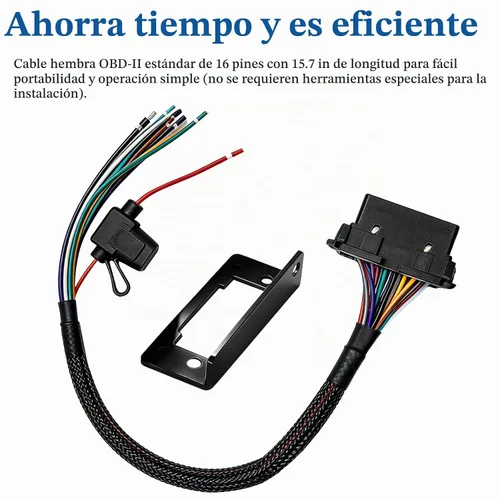 Vista 4 de Cable hembra de la coleta del puerto 16pin OBD2 OBDII con el fusible 10A