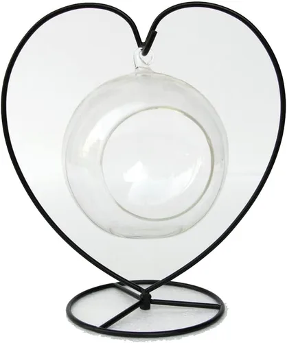 Vista 5 de Soporte para adornos con colgador de hierro para colgar globos de cristal navideños (Forma de corazón grande 1 pieza)
