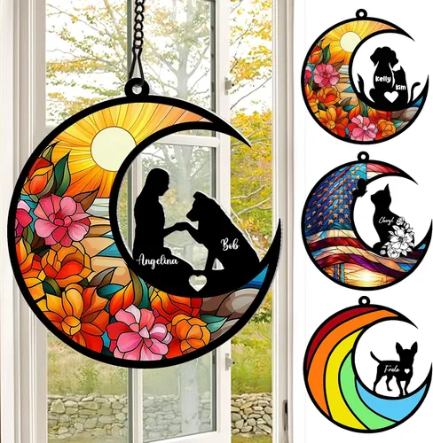 Vista 8 de xrlsg Atrapasoles conmemorativo personalizado con nombre personalizado de razas de gato, adorno de pérdida de condolencias de gatos, regalo
