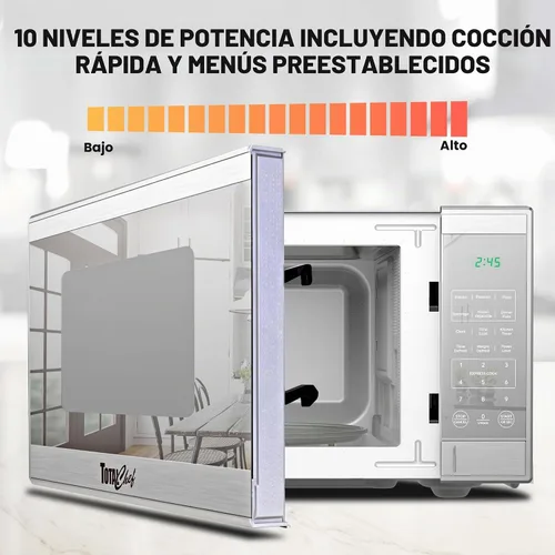 Vista 6 de Total Chef Horno microondas de 0.9 pies cúbicos - Microondas compacto de encimera, pequeño electrodoméstico de cocina de acero inoxidable con toque