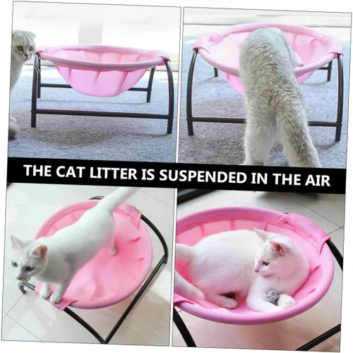 Vista 6 de UKCOCO Hamaca elevada para gatos, elegante y duradera para mascotas para uso en interiores y exteriores, marco elegante para descansar y relajarse