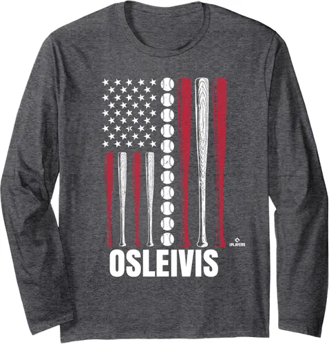 Vista 4 de Baseball American Flag Osleivis Basabe Prospect Baseball Fan Long Sleeve T-Shirt