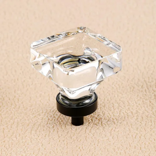 Vista 8 de coolnews - Paquete de 4 manijas de cajón de cristal champagne, manijas de vidrio para gabinete de cocina de 1-3/8 pulgadas cuadradas, manijas