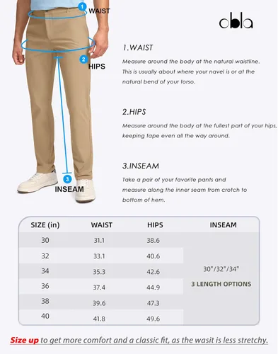 Vista 7 de Obla Pantalones de golf para hombre, 303234 pulgadas, ajustados, elásticos, ligeros, con 5 bolsillos, pantalones casuales de trabajo para hombre