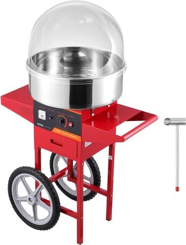 Vista 12 de VEVOR - Máquina eléctrica para hacer algodón de azúcar con carro, máquina comercial para hacer caramelo de 1000W con tazón de acero inoxidable