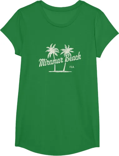Vista 44 de Miramar Beach Florida Vintage 70s Palm Trees - Camiseta gráfica, Azul / Patchwork, S