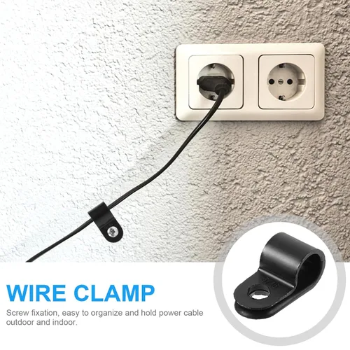 Vista 9 de iplusmile 100 clips de luz de cuerda estilo P clips de cable de montaje tipo R abrazaderas de cable de plástico para cable de pared, organizador