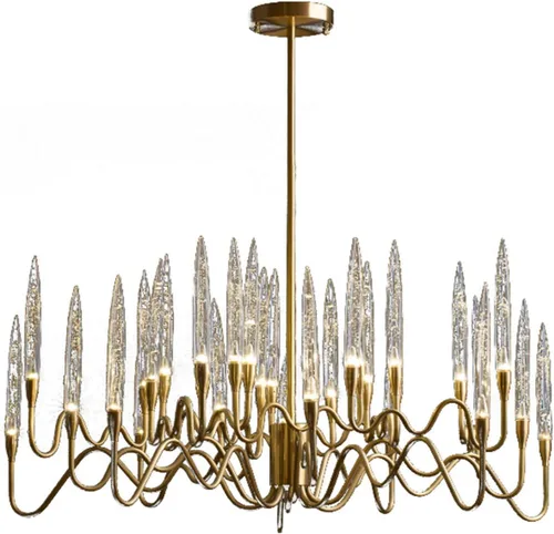 Vista 8 de Candelabros LED, modernos candelabros de cristal, lámpara colgante de latón, lámpara de techo ajustable compatible con dormitorio, pasillo, bar