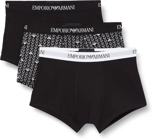 Vista 14 de Emporio Armani Troncos de algodón, paquete de 3 Negro/Blanco/Rojo