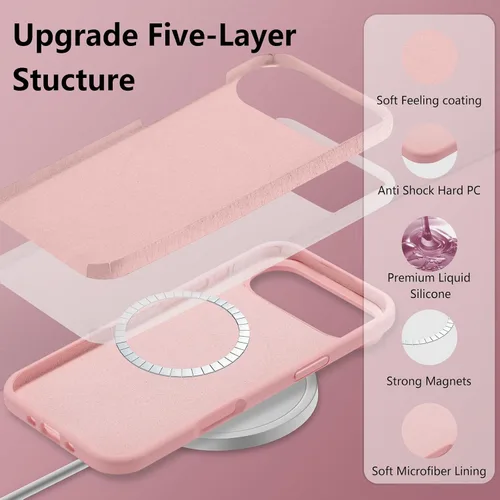 Vista 642 de Funda magnética de silicona para iPhone 13 Pro, color blanco antiguo [Compatible con Magsafe] [Forro de microfibra suave antiarañazos], funda