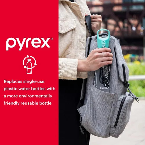 Vista 6 de Pyrex Botella de agua de vidrio que cambia de color de 24 onzas con revestimiento de silicona, botella de agua reutilizable de vidrio texturizado